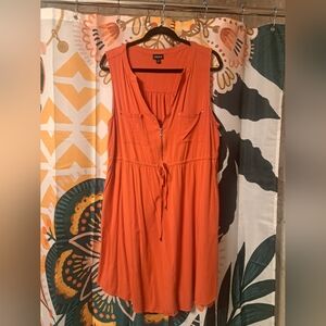 Torrid Orange Sleeveless Dress with Front Zip